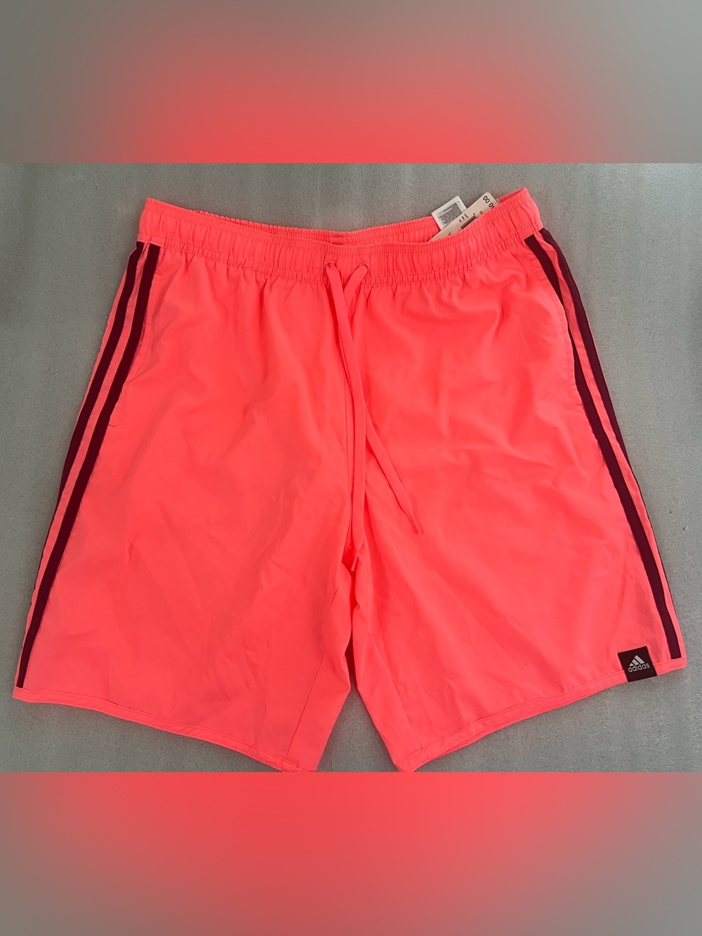 Men’s adidas 3 stripe classic swim trunks size L Acid Red